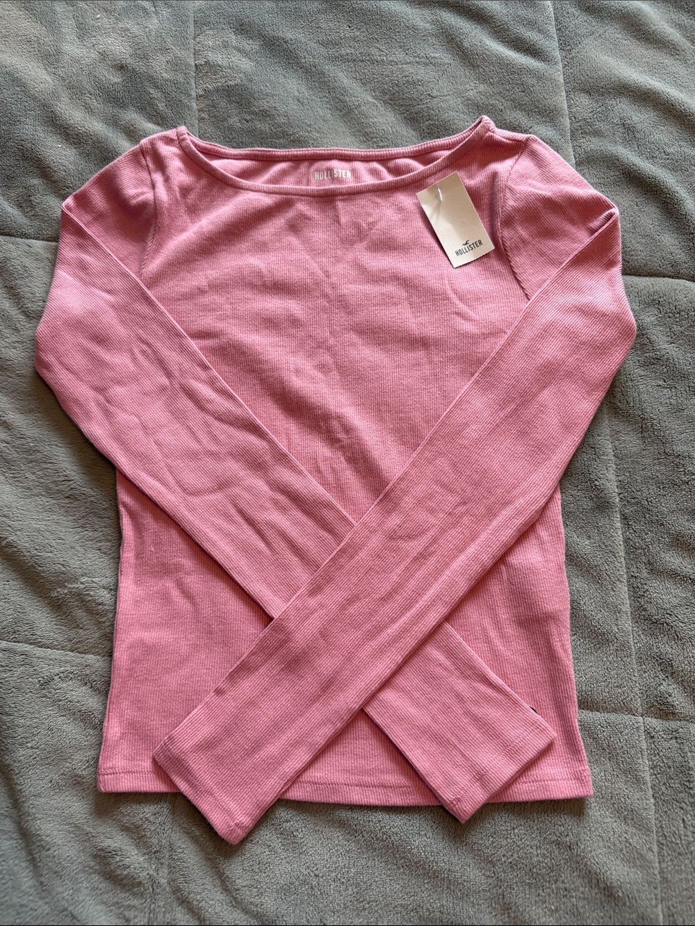 Hollister Soft Pink Ribbed Boatneck Top